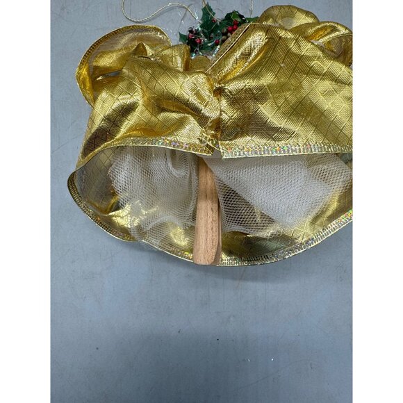Handmade Golden Angel Christmas Tree Ornement With Glitter Accents & Holly READ - Picture 8 of 8